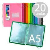 CARPETA 20 FUNDAS ESPIRAL A5 COLORES SURTIDOS | 1 UNIDADES | (FRAGA)